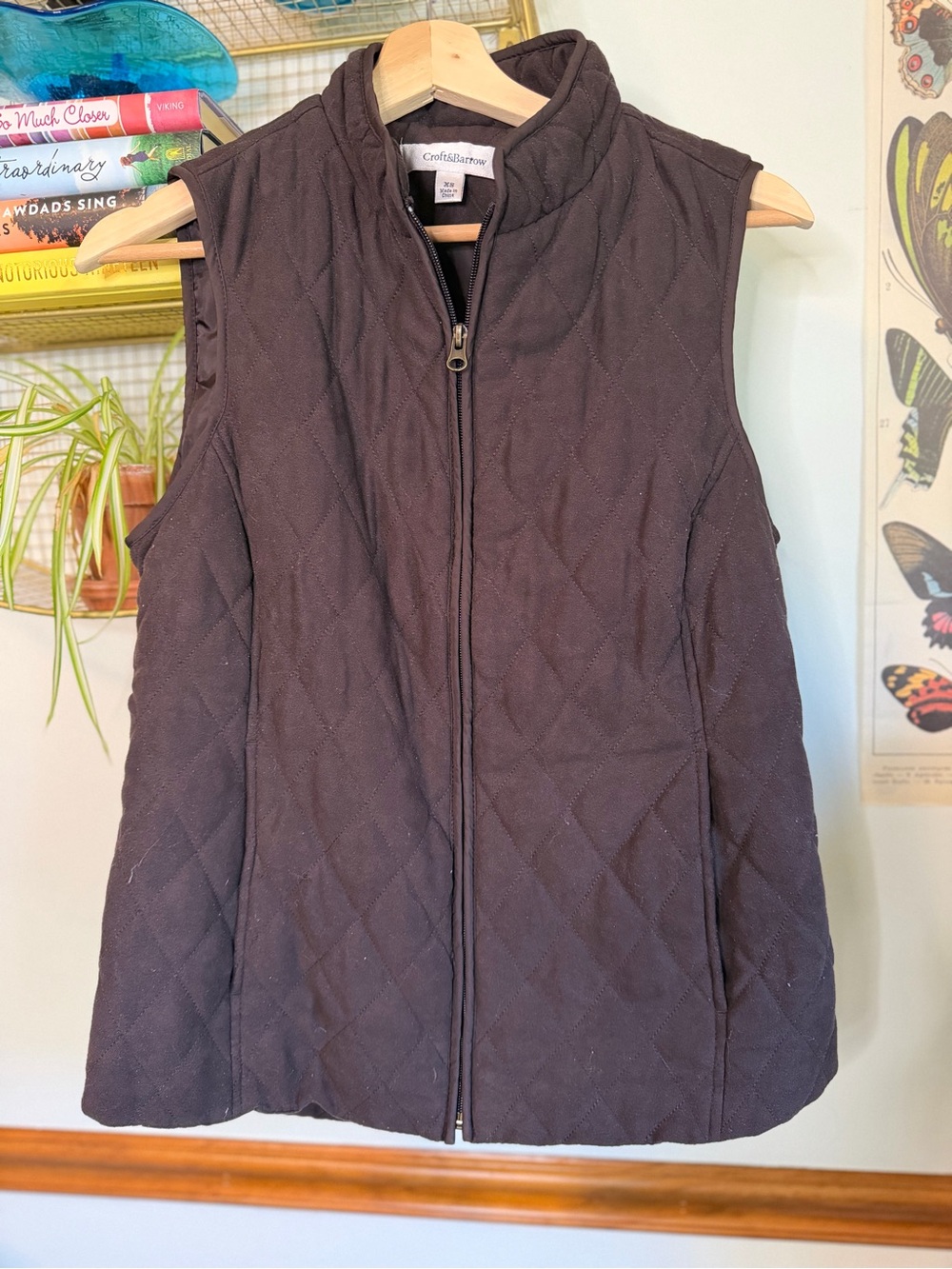 Quilted Zip-Front Vest in Dark Brown